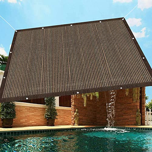 Toile Respirant Rectangulaire 4 x 7 m Rayons UV à 95% Toile Protection Solaire avec 4 Morceaux de Corde pour La Couverture VéGéTale Serre Pergola, Marron