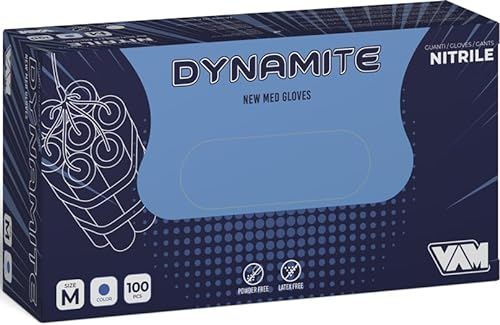 DYNAMITE Guanti in Nitrile Blu 7,2 grammi ULTRA RESISTENTI, 100% DI SPESSORE in più rispetto al nostro guanto Starblue, perfetti per Sanità, Alimentare, Pulizia, Ferramenta, Ind. Chimica, Automotive