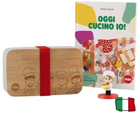 FABA Gemeinsam kreieren: Heute koche ich! - Kit enthält Rezeptbuch mit 12 Rezepten, Klangfigur mit 12 Geschichten zum Zuhören und Snackdose - Lernspiel für Kinder 3-5 Jahre
