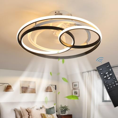 OMGPFR Moderno Creativo Ventilador de techo con iluminación y mando a distancia Regulable, LED 50W Ventilador Lámpara de techo para Salón Dormitorio Comedor Luz-53CM