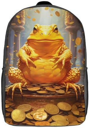 ZHIVIQ Gold Toad 3D-Druck Kinder Schulrucksack Für Jungen Mädchen Schulter Species Büchertasche Große Kapazität Casual Reiserucksack Jungen Mädchen 17inch