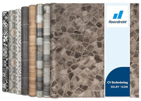 Floordirekt PVC Bodenbelag Meterware nach Maß Vinylboden, CV Linoleum für Küche & Balkon in Holzoptik, Fliesenoptik, Steinoptik - robust & pflegeleicht 100 x 200 cm | Atlantic Selby 162M