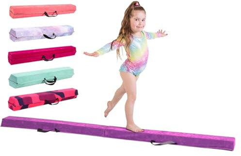 Schwebebalken für zuhause – Größen 210/240/270/300 cm - Erstaunliche Balance-Ausrüstung für Kinder zu Hause – Wildlederimitat, hochdichter EVA-Schaum – Lernkarten, Tragegurte, Tragetasche