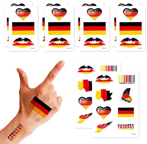 ADMAY Deutschland Flagge Temporary Tattoos, 10 Blätter Wassertransfer Deutschland Aufkleber Flaggen Set, Deutsche Flagge Tattoos für WM & EM, Deutsche Fahne Sticker für Fußball Fans & Sportevents