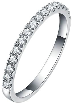 ANAZOZ Eheringe 750Er Weißgold, Trauringe Damen größe 58 | Ring Schmal mit Labor Diamant D-VVS1 oder VVS2