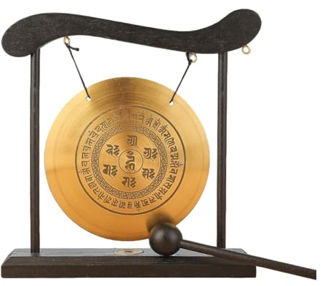 Ginobili Mini-Desktop-Gong-Tisch, Schlaginstrument, Becken, Gongs mit Schlägel für Heimdekoration, Einweihungsgeschenk, Langlebig, Einfach zu Bedienen