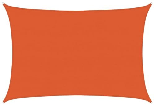 vidaXL Vela Parasole 160 g/m² Rettangolare Arancione 5x7 m in HDPE, vela ombreggiante, ombra da patio, tettoia ombreggiante, vela da giardino, tettoia