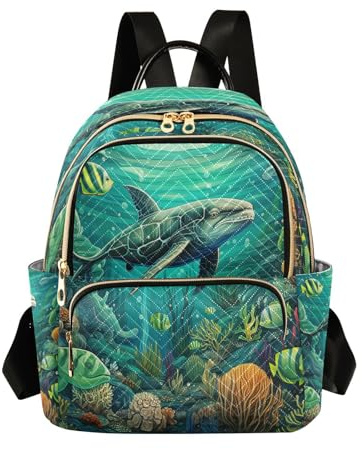 LINNIKEEEE Bunter See Cooler Wal Rucksack, Büchertasche, Mini-Umhängetasche für Reisen Teenager