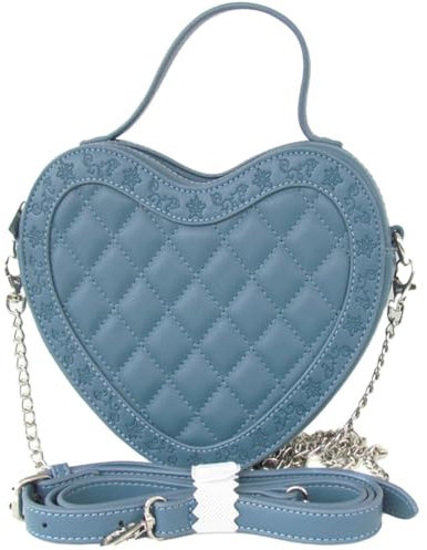Lady Edelweiss Trachtentasche Kati Herz-Form | Süße Henkeltasche mit Schultergurt | Trachten Handtasche Umhängetasche zum Dirndl (blau)
