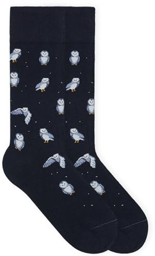 von Jungfeld - 1er Set Motiv Socken mit Snow Owl Space Blue Icon - Bunte Socken in Gr. 43-46
