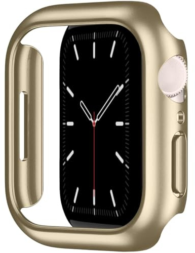 Leotop Compatibile con Apple Watch Custodia da 41 mm, ultra sottile in policarbonato, sottile, pellicola protettiva per paraurti, pellicola protettiva per iWatch (oro, 41 mm, serie 9/8/7)