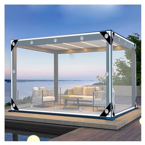 Bâche Étanche Transparente Multifonction PVC Protection Baches avec Œillets, 0.35 mm Epaisse, Indéchirable, pour Jardin, Piscine, Balcon, Plantes(1.2x2m)