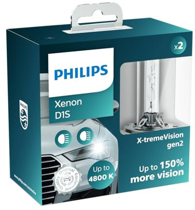Philips D1S Xenon-Scheinwerferlampe X-tremeVision gen2, +150%, 4.800K, Doppelset