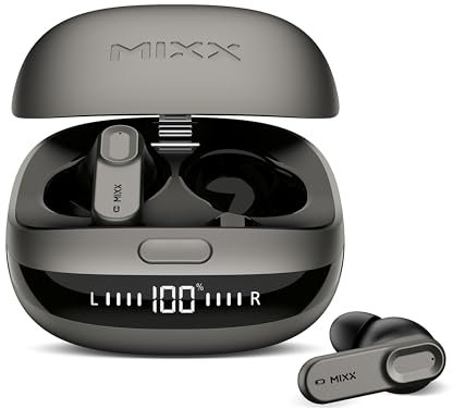 Mixx StreamBuds Ultra ANC True Wireless Earbuds, Bluetooth Wireless Earphones, 28-Hour Battery, Noise Cancelling, Customizable Sound, Grey