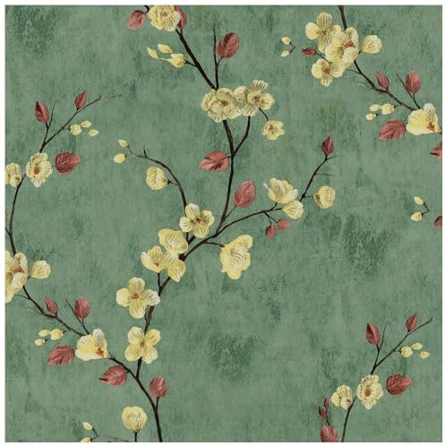 xupingjiti Papier peint autocollant - Motif : fleurs, aquarelle, feuilles et fleurs - 44 x 600 cm - Film décoratif vintage - décoratif pour meubles - adhésif en vinyle PVC Imperméable