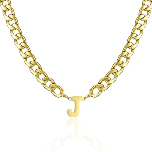 AFSTALR Kette mit Buchstaben Herren Buchstaben Halskette, Edelstahl Panzerkette Kette Silber Gold mit A-Z Buchstabe Anhänger, Schmuck Geschenke Personalisierte für Männer 20 Inches