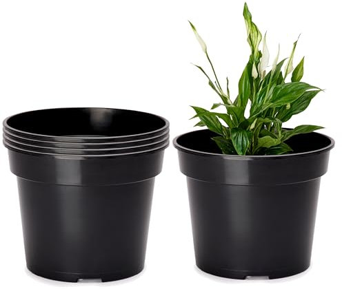 Garronda Macetas de Producción Macetas Redondas para Plántulas de Flores y Plantas GD-0025 (5 Piezas - Negro, ⌀ 10cm H=7,5cm)
