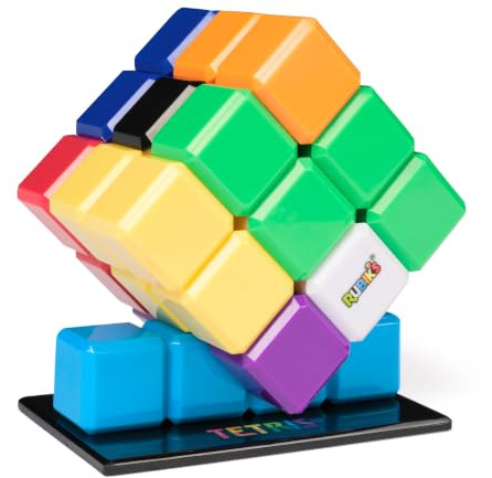 Rubik's Cube Tetris Edition 3x3 Cube Shapeshifting Puzzle Game Brain Teaser | Shapeshifting Puzzle, Solve for 6 Classic Tetriminos, Includes I-Tetrimino Display Stand, Fidget Toy, Ages 8 & Up