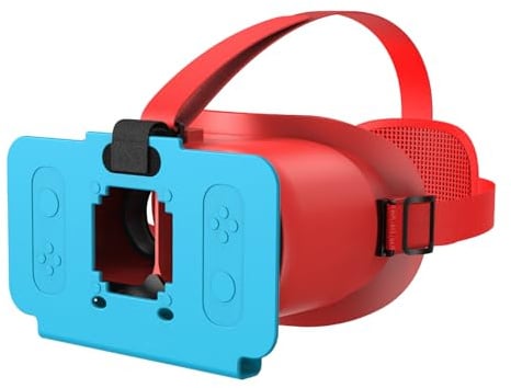 Erweitertes VR-Headset kompatibel mit Nintendo Switch2, Virtual Reality-Brille mit verstellbaren HD-Objektiven und bequemer Kopfgurt kompatibel mit Switch 2 (Blau Rot)