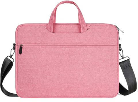 MALSSE Laptoptasche mit mehreren Fächern, für Laptops mit einer Bildschirmdiagonale von 39,6 cm - 40,6 cm (15,6 - 16 Zoll), dünne Handtasche, Plüschpolsterung, Zubehör,, rose, One Size