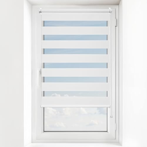 Estika Doppelrollo Klemmfix ohne Bohren Breite 30–129 cm Höhe 120/150/220 cm – Rollos für Fenster ohne Bohren – Tag-Nacht-Rollo, Sonnenschutz & Sichtschutz