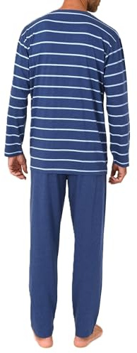 NORMANN Herren Langarm Schlafanzug Pyjama in eleganter Streifenoptik