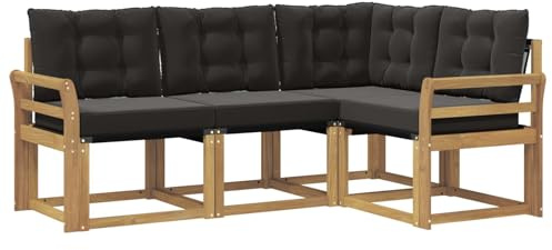 vidaXL Outdoor-Sofagarnitur mit Kissen 4 pcs Weiß und Schwarz, Gartenmöbel, modernes Sofa-Set für draußen, Loungebereich, haltbare Terrasse zum Entspannen und Wohlfühlen