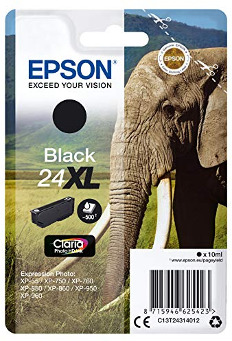 Epson 235M129 Original 24XL Tinte Elefant (XP-750, XP-850, XP-950, XP-55, XP-760, XP-860, XP-960, XP-970), schwarz