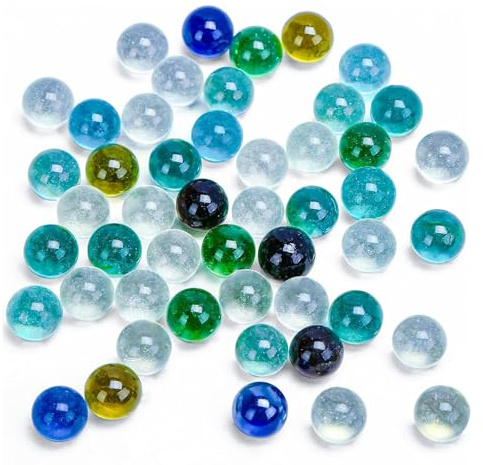 POPLAY 50 PCS Beautiful Player Marbles Bulk for Marble Games,Multiple Colors(1 Whistle for Free)