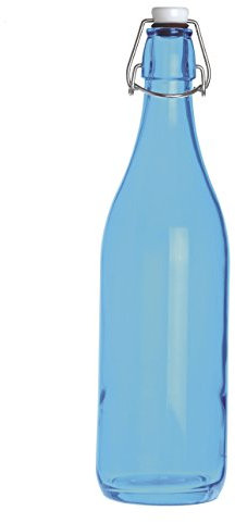 Excelsa Happy Color Botella Lisa 1 L, Cristal, Azul, 8 x 8 x 30 cm