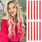 FESHFEN Rouge Extension de Cheveux Colorés, Couleur Extensions de Cheveux 10 PCS Naturel Synthétique colorés Postiche Cheveux Long Raides Extensions de Cheveux pour Femmes 55 cm