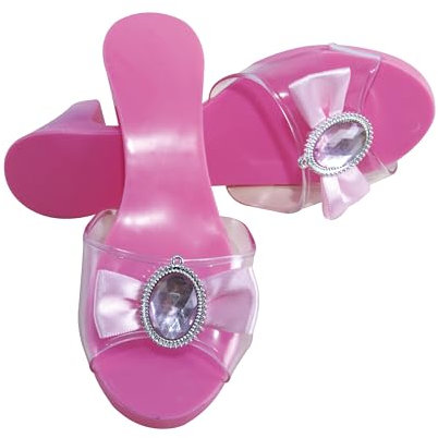 P’TIT CLOWN - 10035 - Chaussures de Princesse Enfant - Mules à Talons Filles 5 cm - Accessoire Tenue Robe de Princesse - Pour Déguisement Carnaval, Anniversaire, Noël, Nouvel An - Taille Unique - Rose