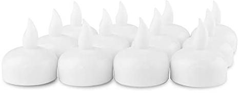 NOVELTY PLACE 12Pcs LED Floating Candles, Waterproof Flameless Tea Lights Flickering Cool White Light - Battery Operated Candles Decoration for Wedding, Thanksgiving, Christmas, Birthday Party