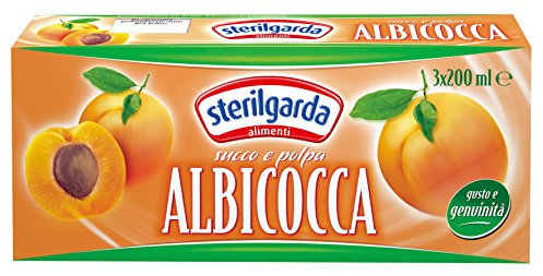 Sterilgarda Succo e Polpa di Albicocca – Pacco da 24 x 200 ml – Nettare di Albicocca Italiana, Pronto da Bere con Cannuccia – Senza Conservanti – Tetra Pak Riciclabile