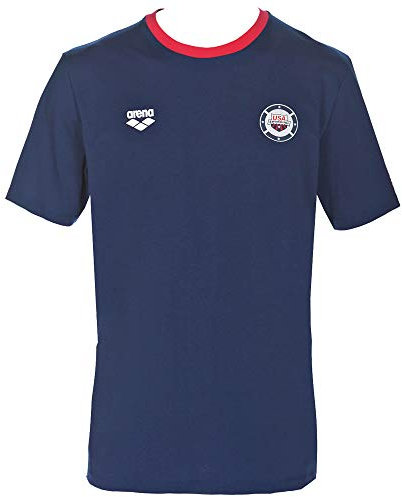 Arena Shirt Unisexe Officiel de l'équipe Nationale de Natation des États-Unis, Bleu Marine/Rouge, L Mixte