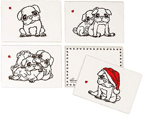 MOPS ME 4 Postkarten, Karten, Postkarte, Karte, mit Büttenrand, Set Nr. 3