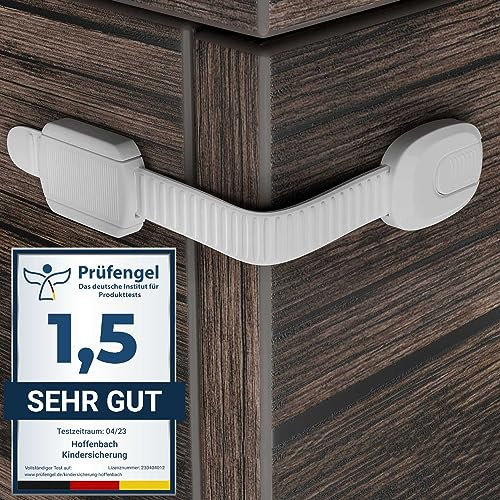 Hoffenbach 20x Cupboard Locks for Children – Child Locks for Kitchen Cupboards – Childproof Cabinet, Drawer & Door Safety Lock Set – Baby Safety Cupboard Locks – White