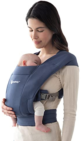 Ergobaby Embrace Babytrage für Neugeborene ab Geburt Extra Weich, Bauchtrage Baby-Tragetasche Ergonomisch, Soft Navy