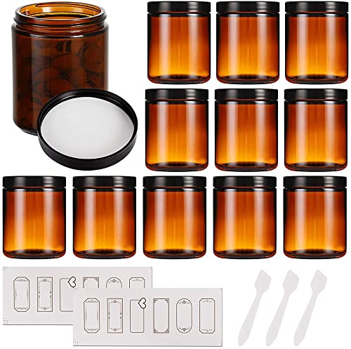 Mcupper Lot de 12 bocaux ronds en verre 237 ml, contenant cosmetique