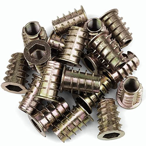 TERF® M8 (8mm) X 13mm Wood Insert Hex Socket Nuts Threaded Insert Flanged Hex Socket (Type D) Nut For Wood Timber Furniture Carpenter DIY and Many Project - Pack of 10