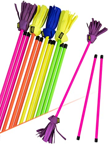 Juggle Dream Neo Flowerstick Set inkl. Handstäbe. Fiberglasstock, Silicone Grip, Wildlederfransen. Jonglier Flower Stick (Rosa / Violett)