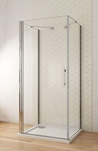 Aica Sanitär U-FORM Duschkabine 80x80x80cm Duschabtrennung U-Kabine Dusche Duschtür 6mm Nano Glas Drehtür H195cm