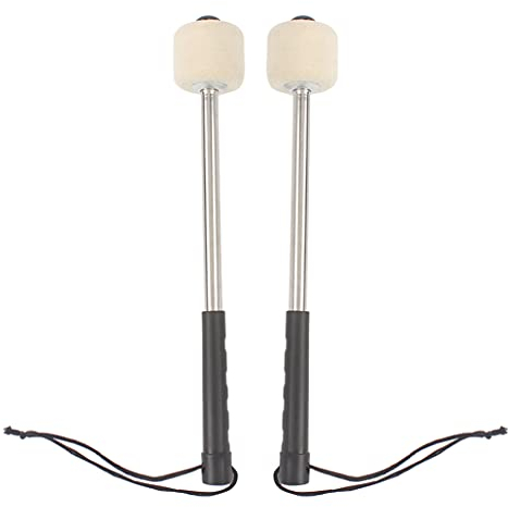 Bass Drum Mallet Felt Head Percussion Mallets Paukenschlägel mit Edelstahlgriff 1 Paar Schwarz Drum Stick Snare Drum Schlägel