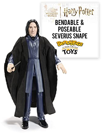 BendyFigs The Noble Collection Harry Potter - Severus Snape - Noble Toys 16cm Bendable Posable Collectible Doll Figure with Stand and Mini Accessory