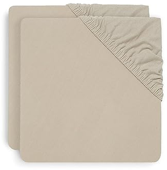 Jollein Spannbettlaken Gitterbett Baumwolle 60 x 120 cm - Nougat - 2 Stück