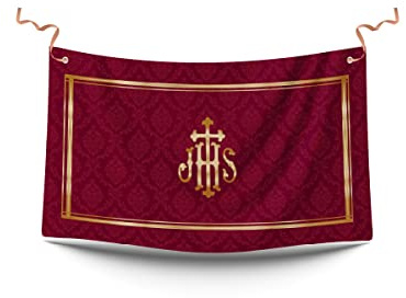 Decoración Semana Santa para balcones en Terciopelo Colgaduras religiosas JHS (65x95 o 140x95 cm.) (140x95 cm.)