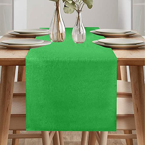 Modern Frühling Tischläufer - Abwaschbar, Leinenoptik, Wasserabweisend für Esszimmer, Party & Urlaub Dekoration (Grasgrün, 40 x 240 cm)
