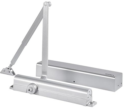 Sophia Medium/Heavy Duty Commercial Door Closer DK8000 Automatic Door Closer, Adjustable Size 1-6 Hydraulic Door Closer Hinge for Heavy Traffic Areas, Grade 1 - ADA Compliant & UL Listed, Silver