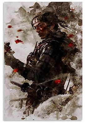 ELedvb Ghost of Tsushima Leinwand-Poster, dekoratives Gemälde, Leinwand-Wandposter und Kunstdruck, modernes Familienschlafzimmer-Dekor-Poster, 30 x 45 cm