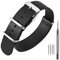 ANNEFIT Leder Uhrenarmband 22mm, Echtes Kalbsleder Einteiliges Militär Uhrenarmbänder für Herren und Damen mit Gebürstete Silberschnalle (Schwarz)